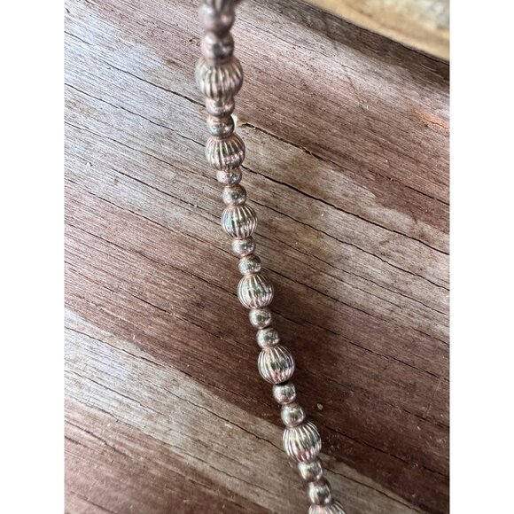 Vintage Sterling Silver Beaded Necklace With Lobster Clasp Closure 18.82g - Picture 7 of 7